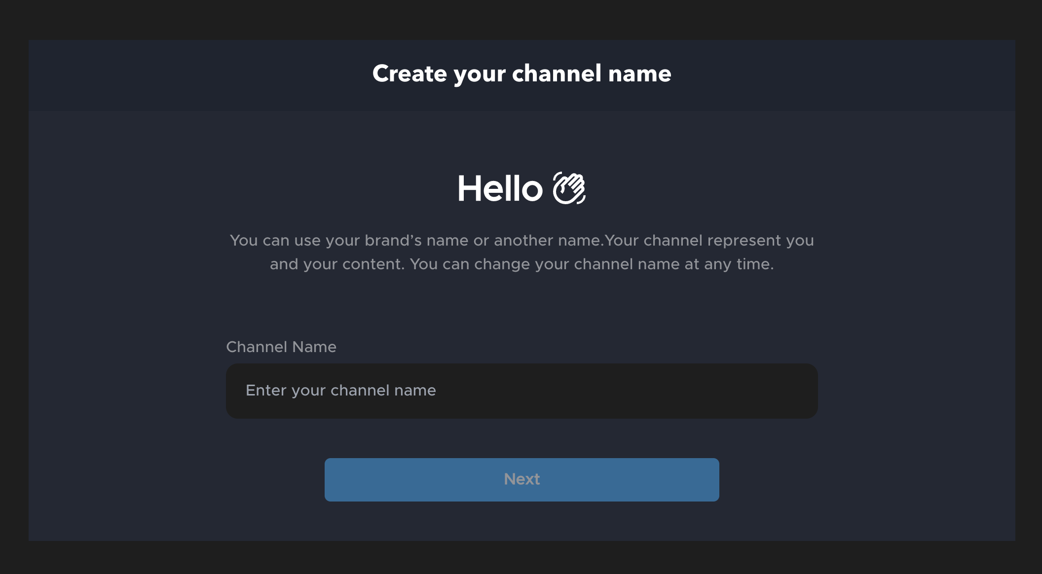 create your channel name
