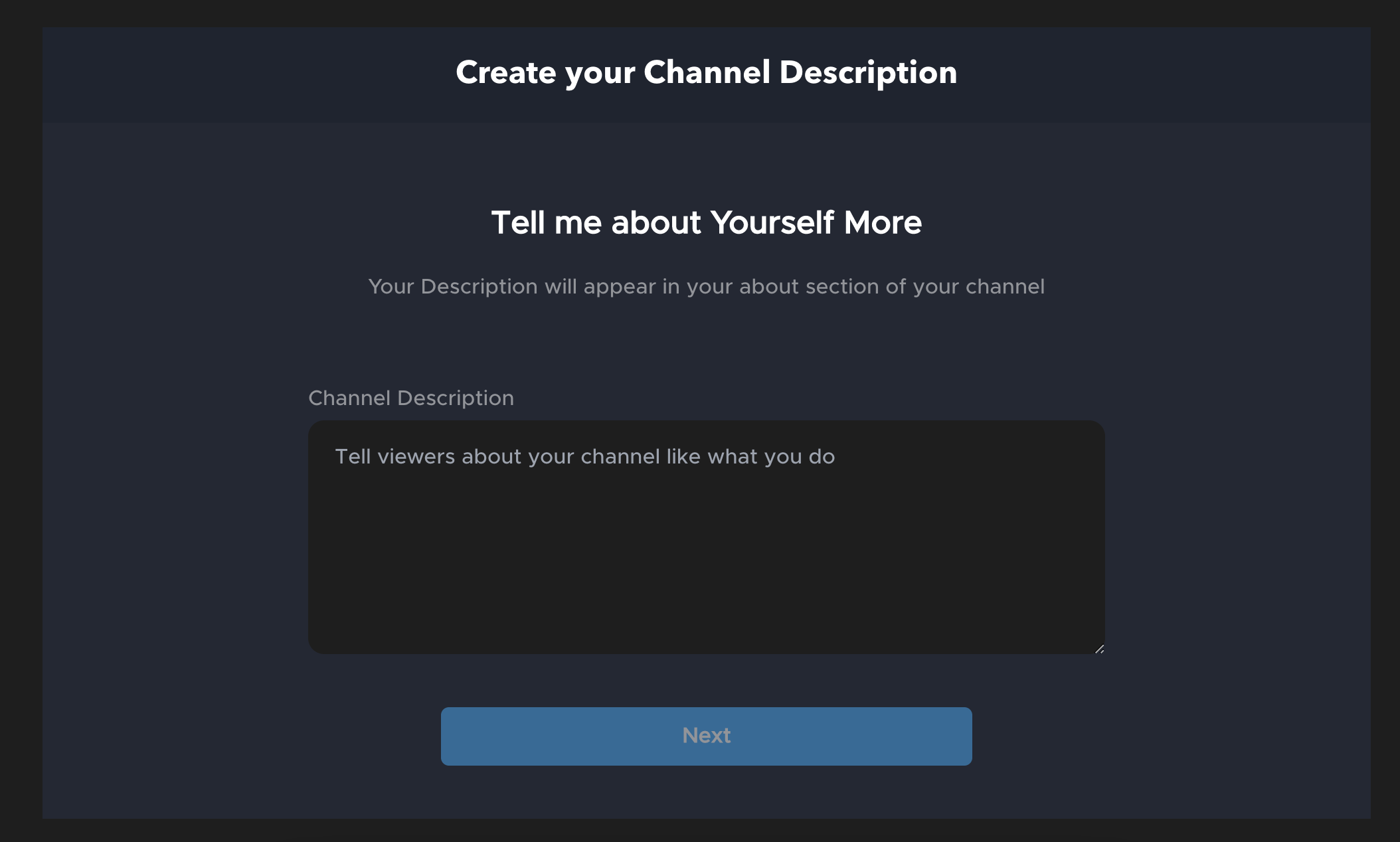 create your channel description