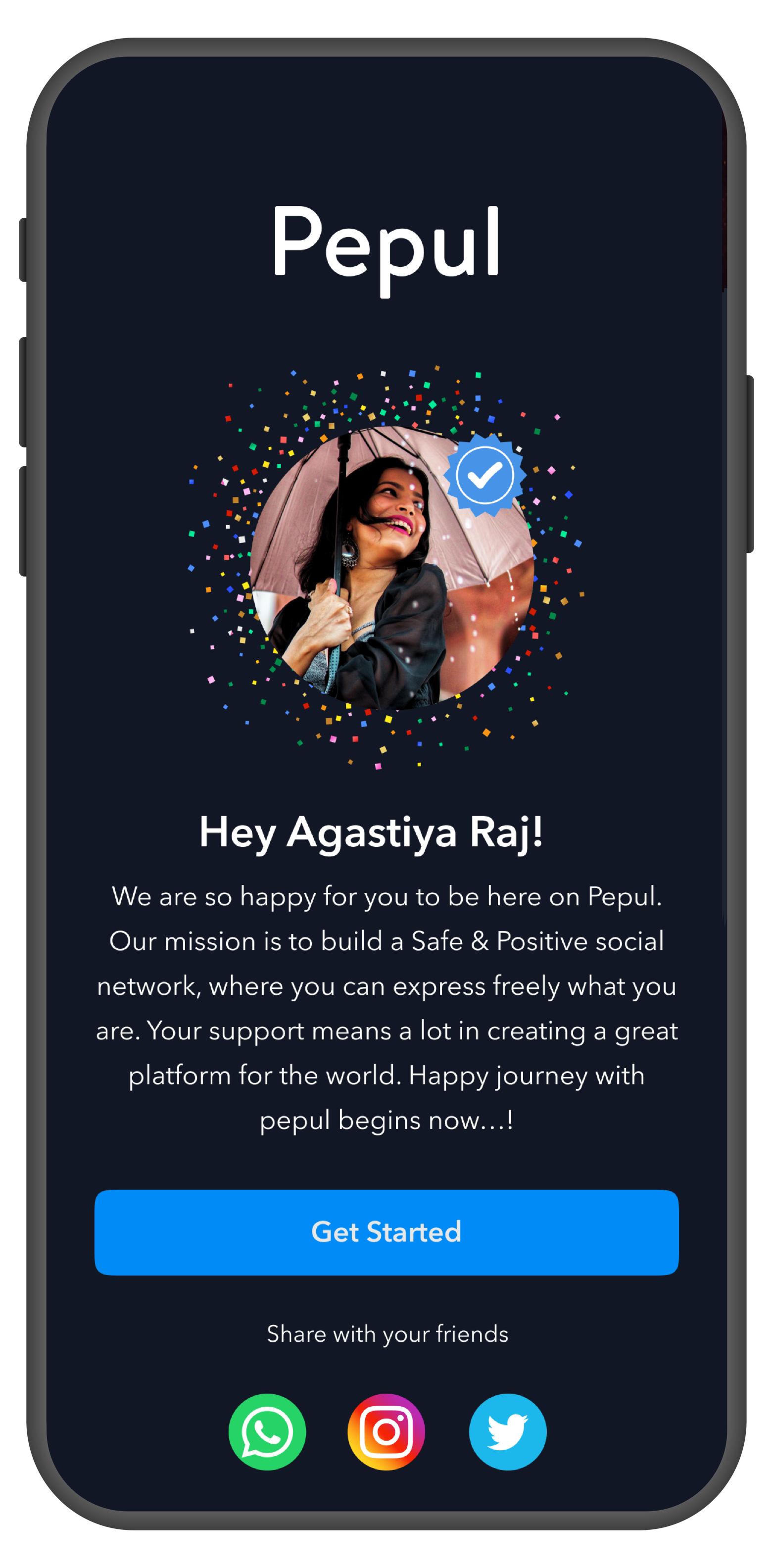 Pepul mobile app verification preview